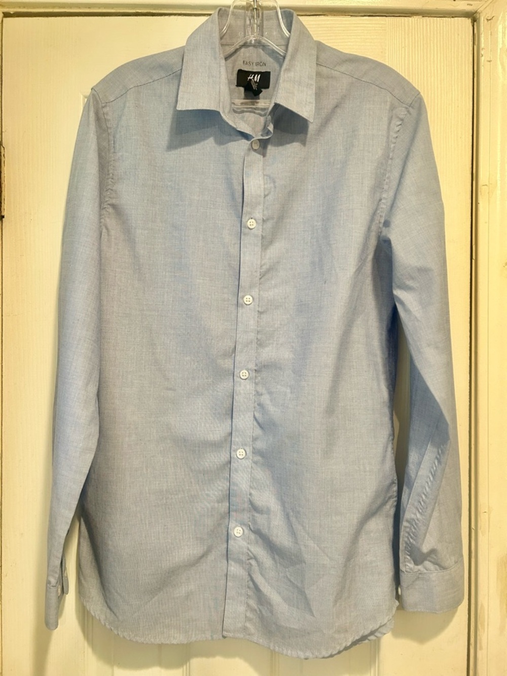 H&M Men's Pale Blue slim Fit Long-Sleeve Dress Shirt Sz small